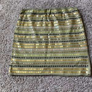 olive green skirt with sequin pattern